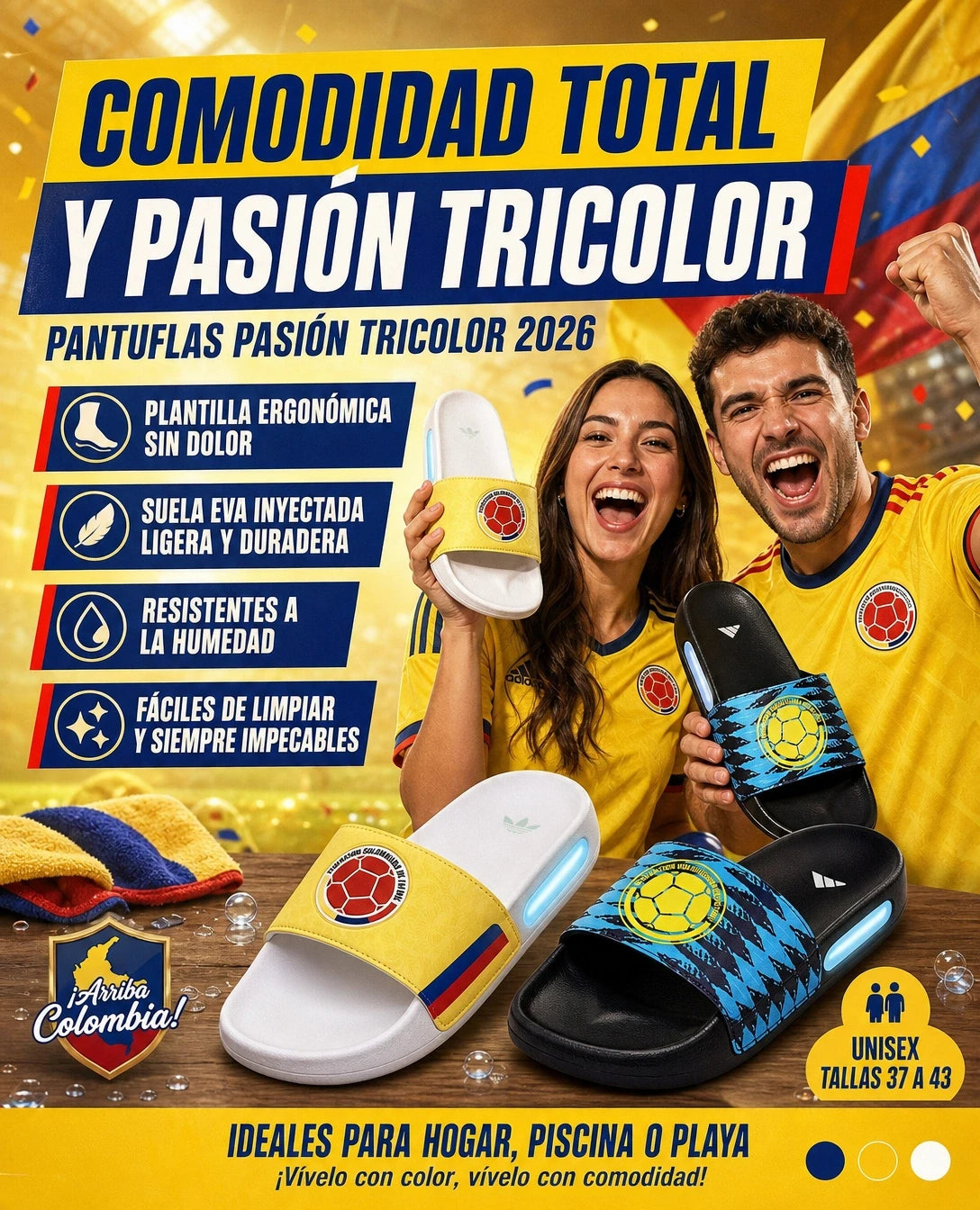 Pantuflas Pasión Tricolor 2026