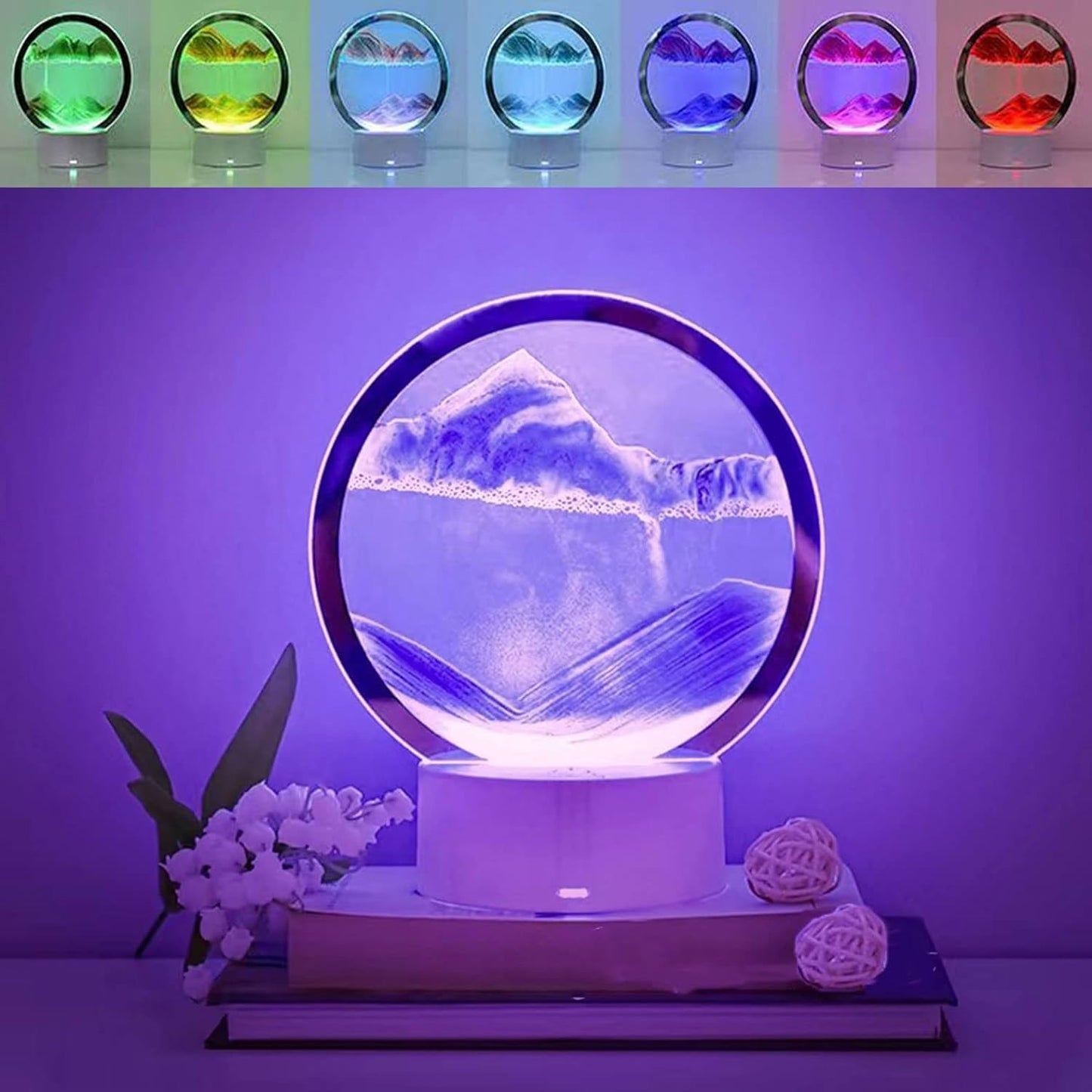 Lámpara de Arena con 8 Colores de Luz