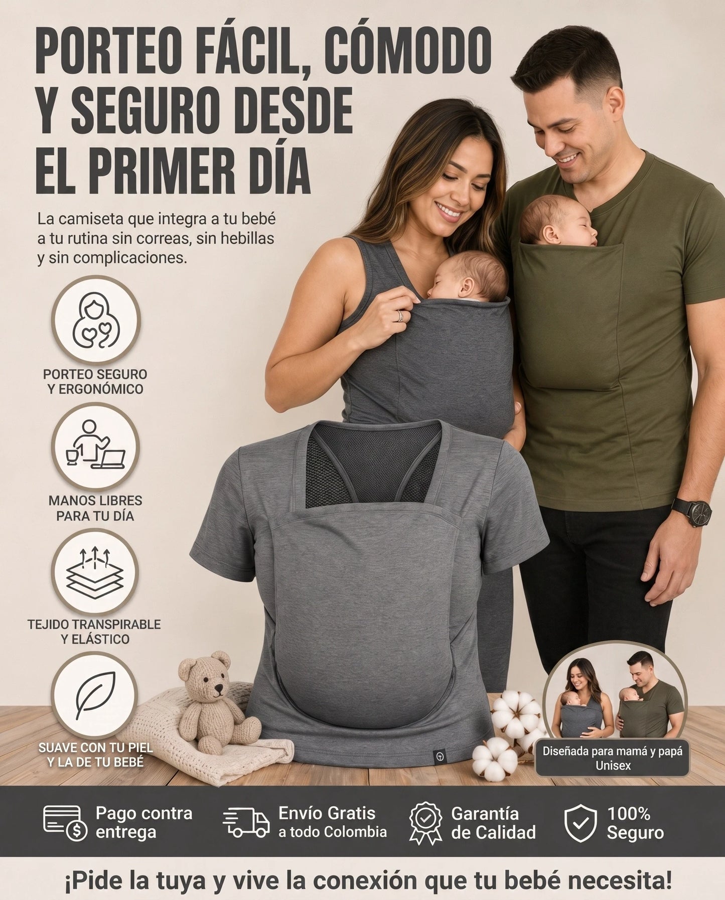 Camiseta Canguro Porta Bebé